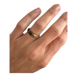 Smoky Ombre Resin Band Ring Size 7- Black Taupe Gradient Ring